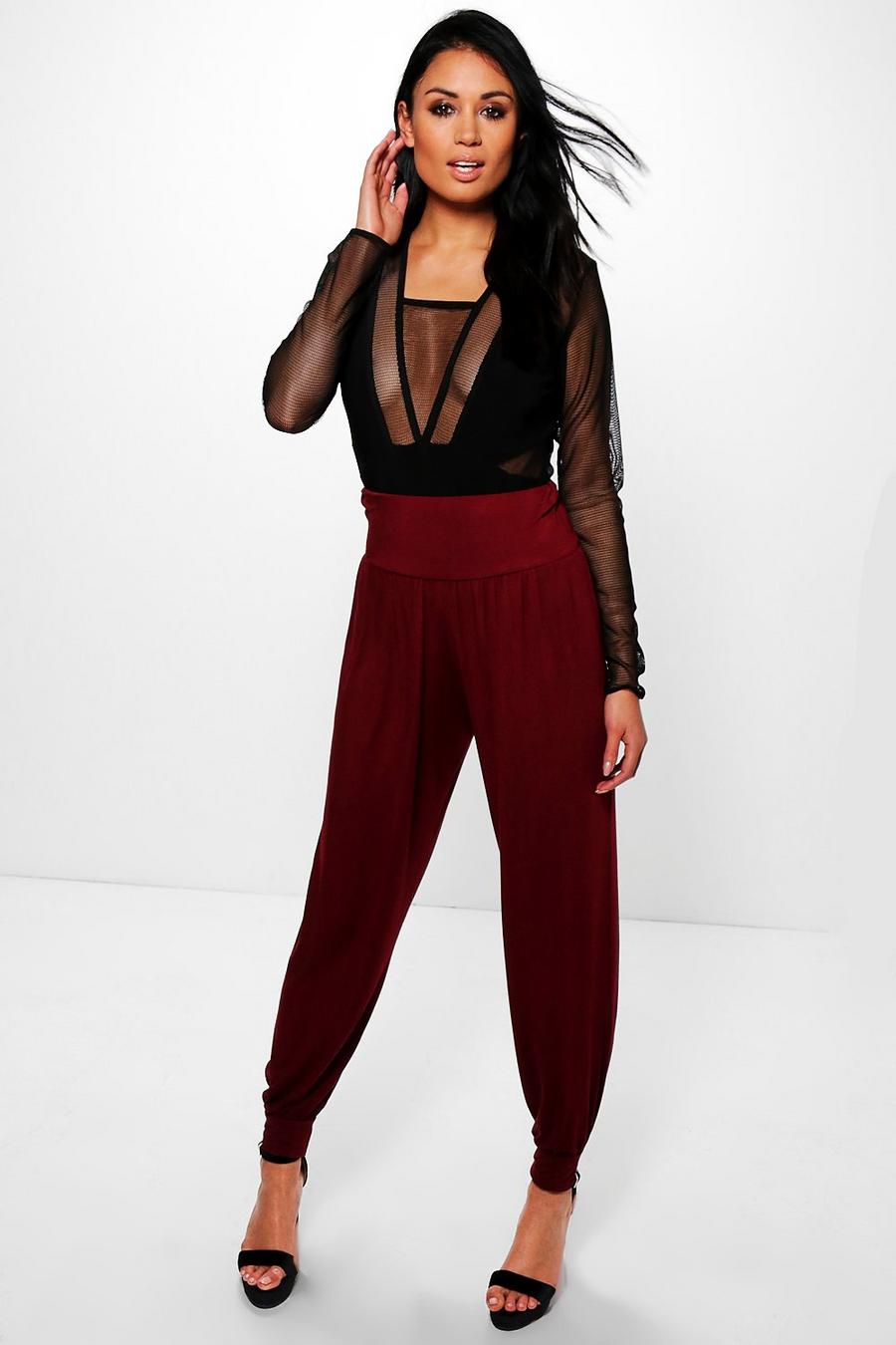Berry red Lena Basic Jersey Hareem Pants image number 1