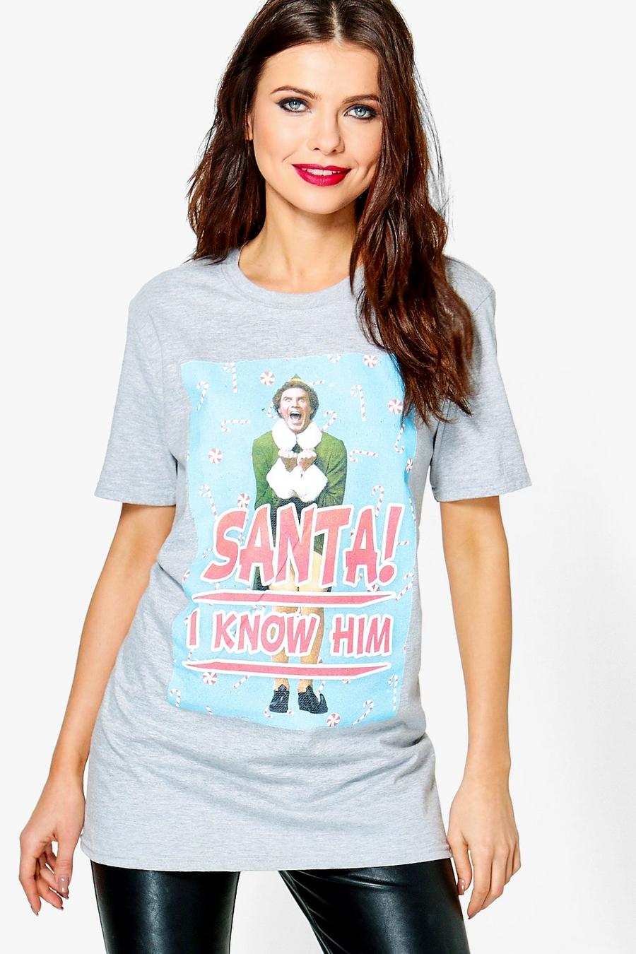Ella T-Shirt mit Elf Santa Licence, Grau meliert image number 1