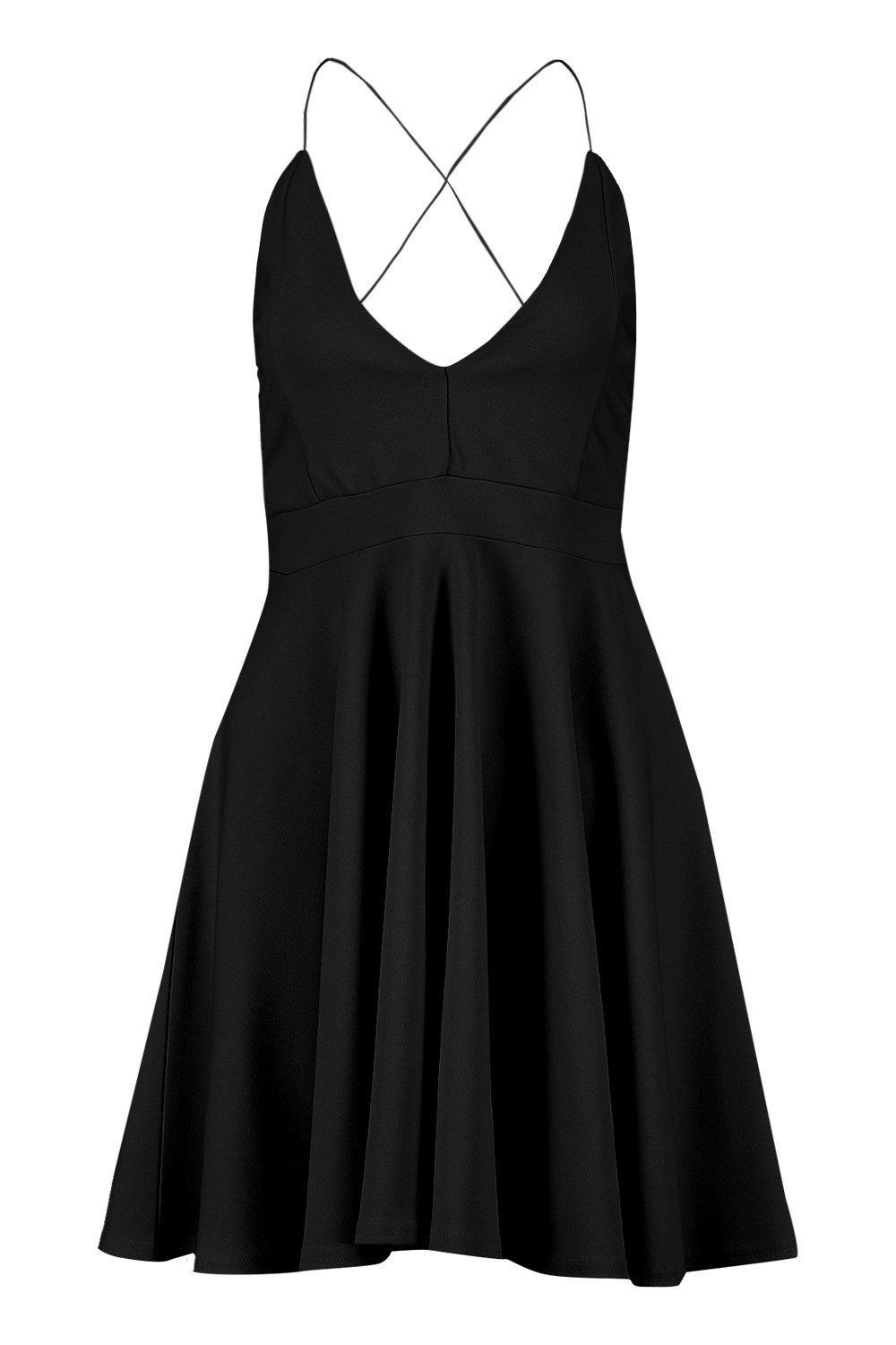 Strappy plunge 2025 neck skater dress