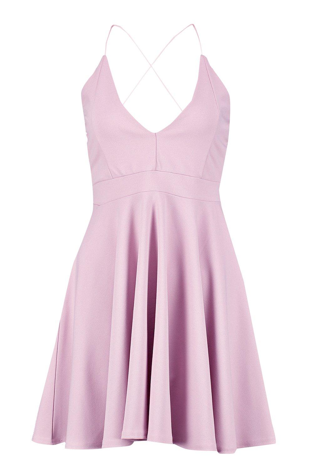 Strappy plunge 2025 neck skater dress