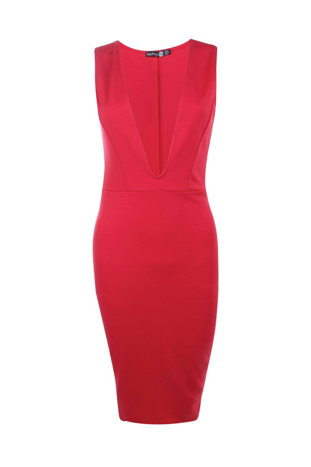 boohoo plunge midi dress