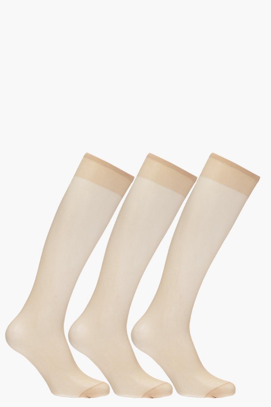 Nude Willow 15 Denier Knee High 3 Pack image number 1