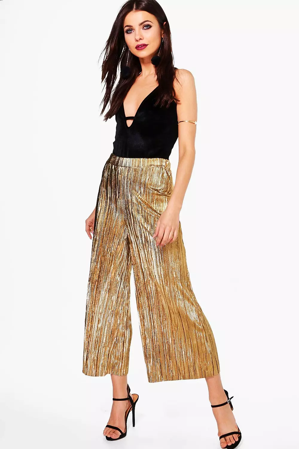 Metallic on sale pleated pants