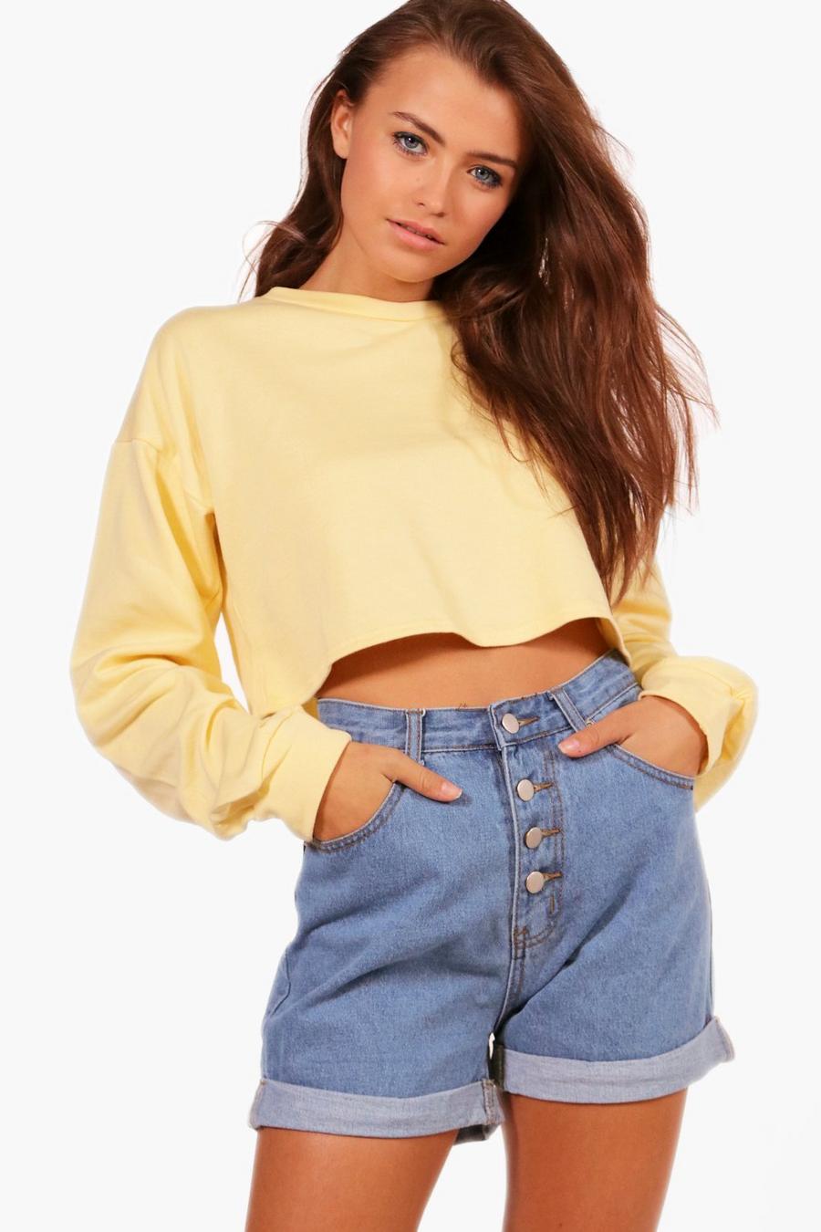 Yellow Crop Oversized Sweatshirt image number 1