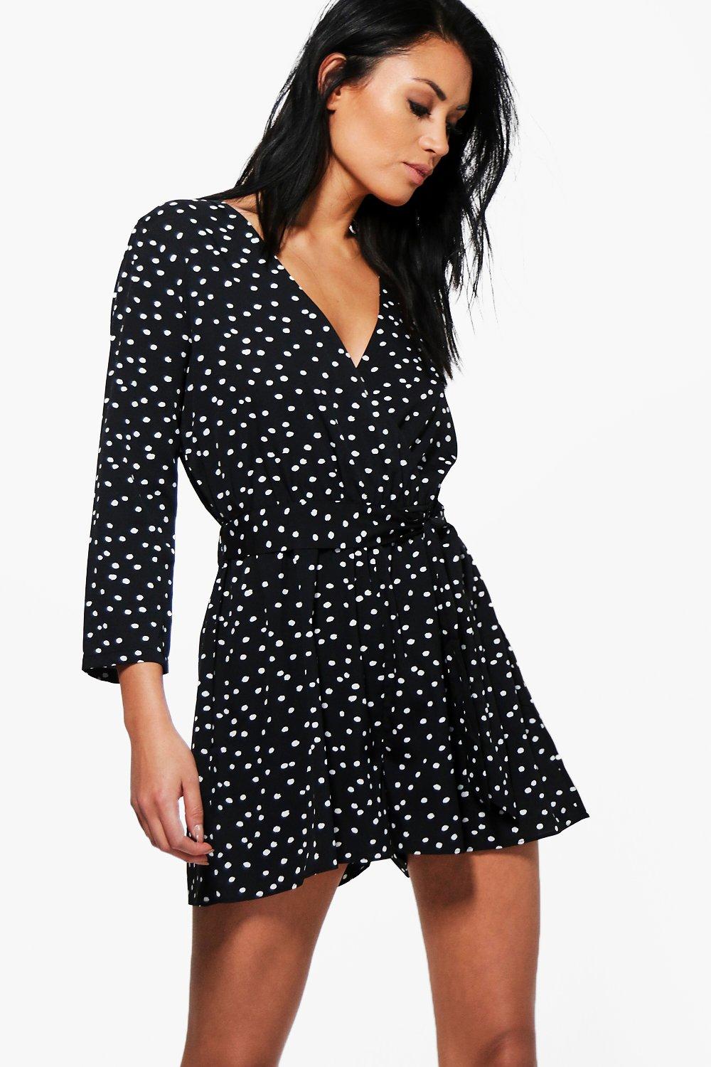 polka dot playsuit boohoo