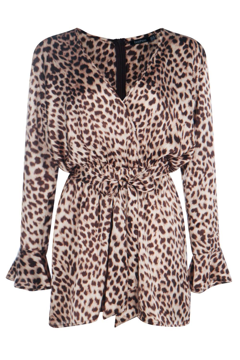 boohoo leopard playsuit