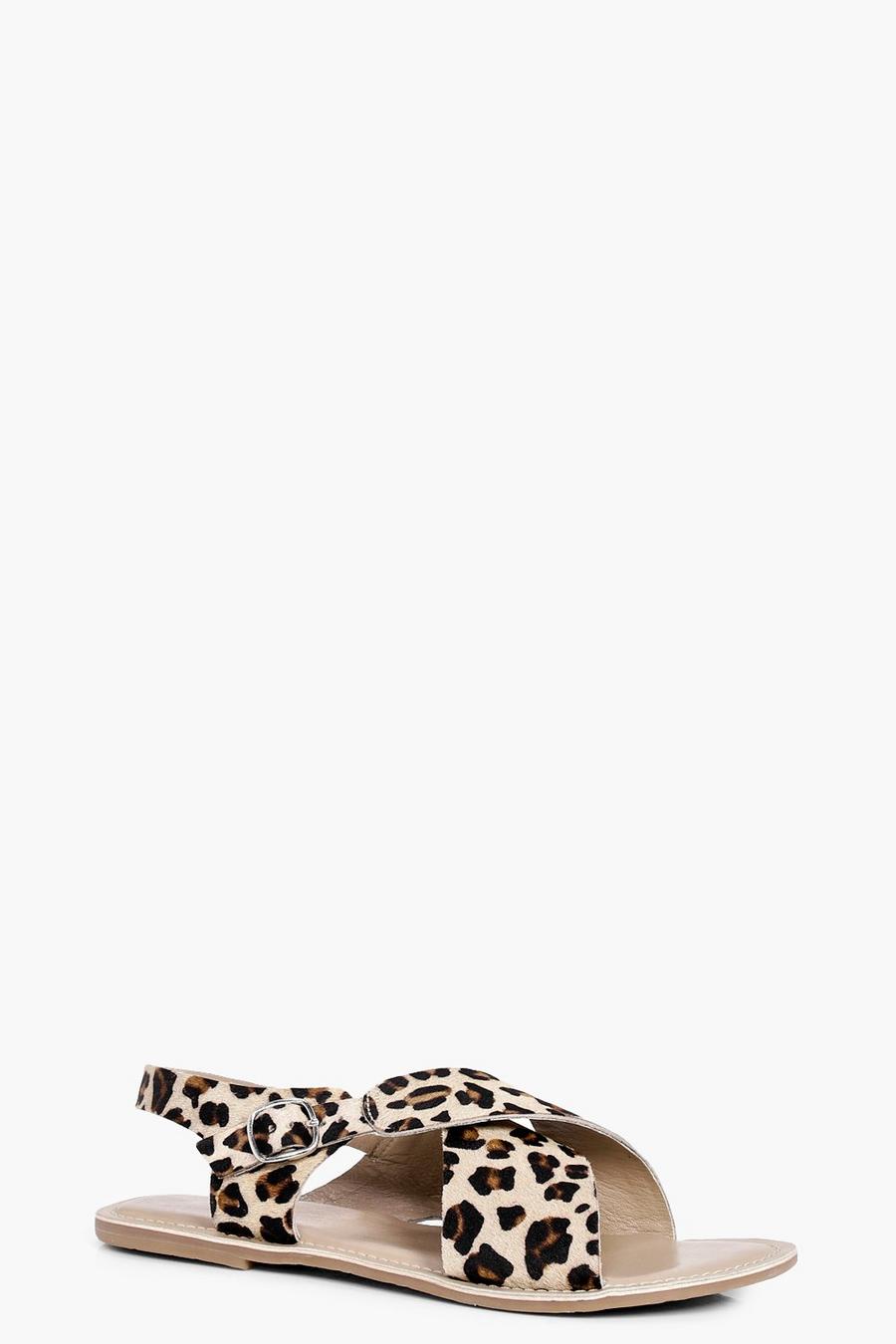 Leopard multi Leah Pony Hair Cross Strap Peeptoe Sandals image number 1