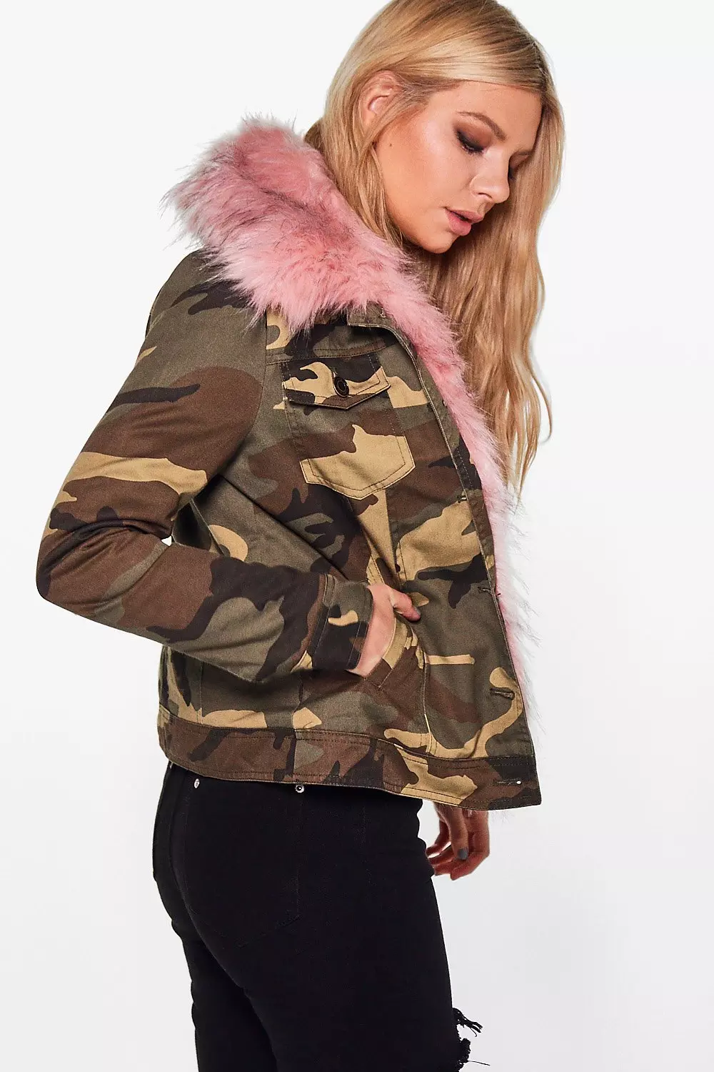 Camo coat sale pink fur