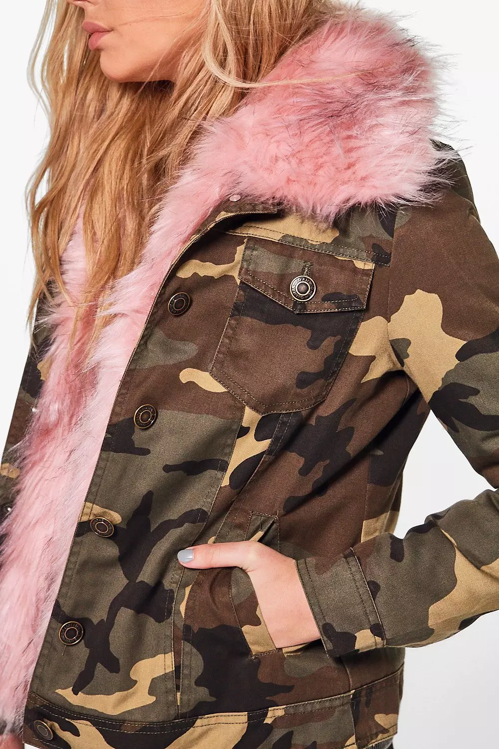 Camo coat 2024 pink fur