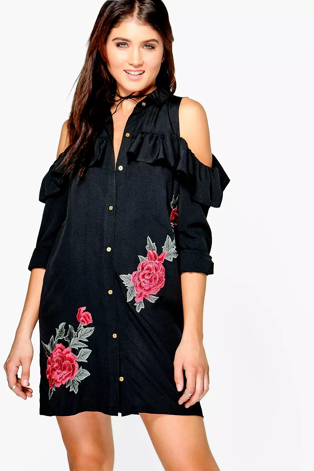 Embroidered cold hot sale shoulder dress