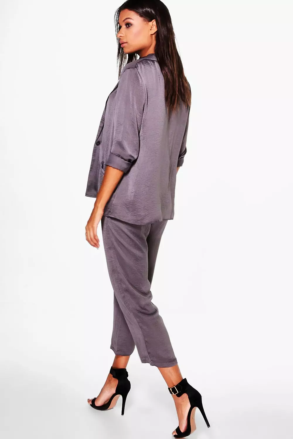Grey Saskia Satin Crop Trouser alternative image