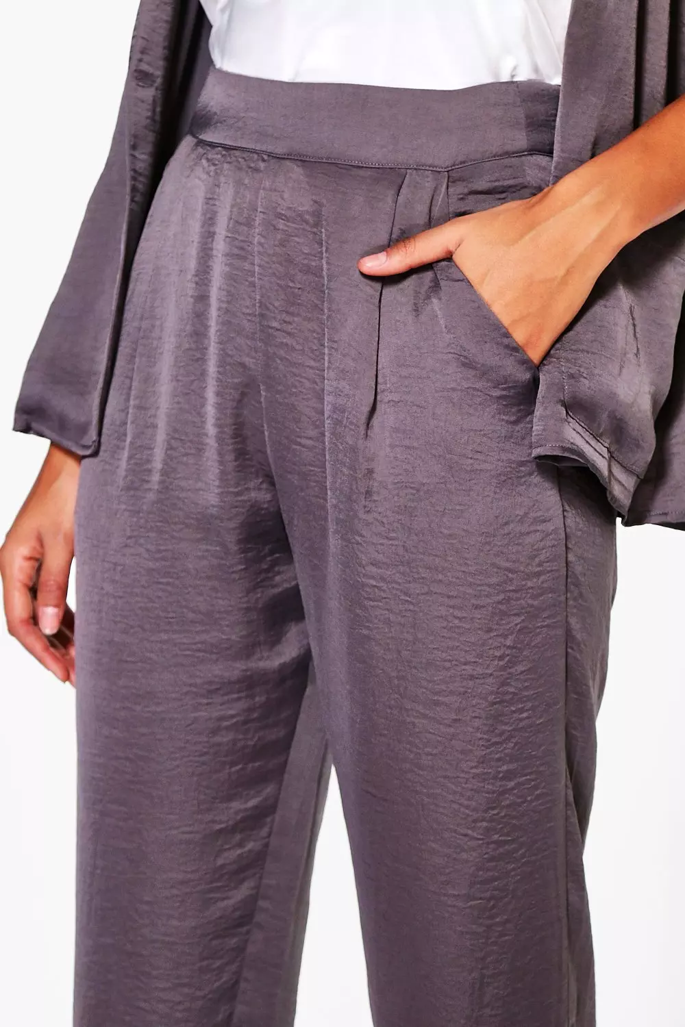 Grey Saskia Satin Crop Trouser alternative image