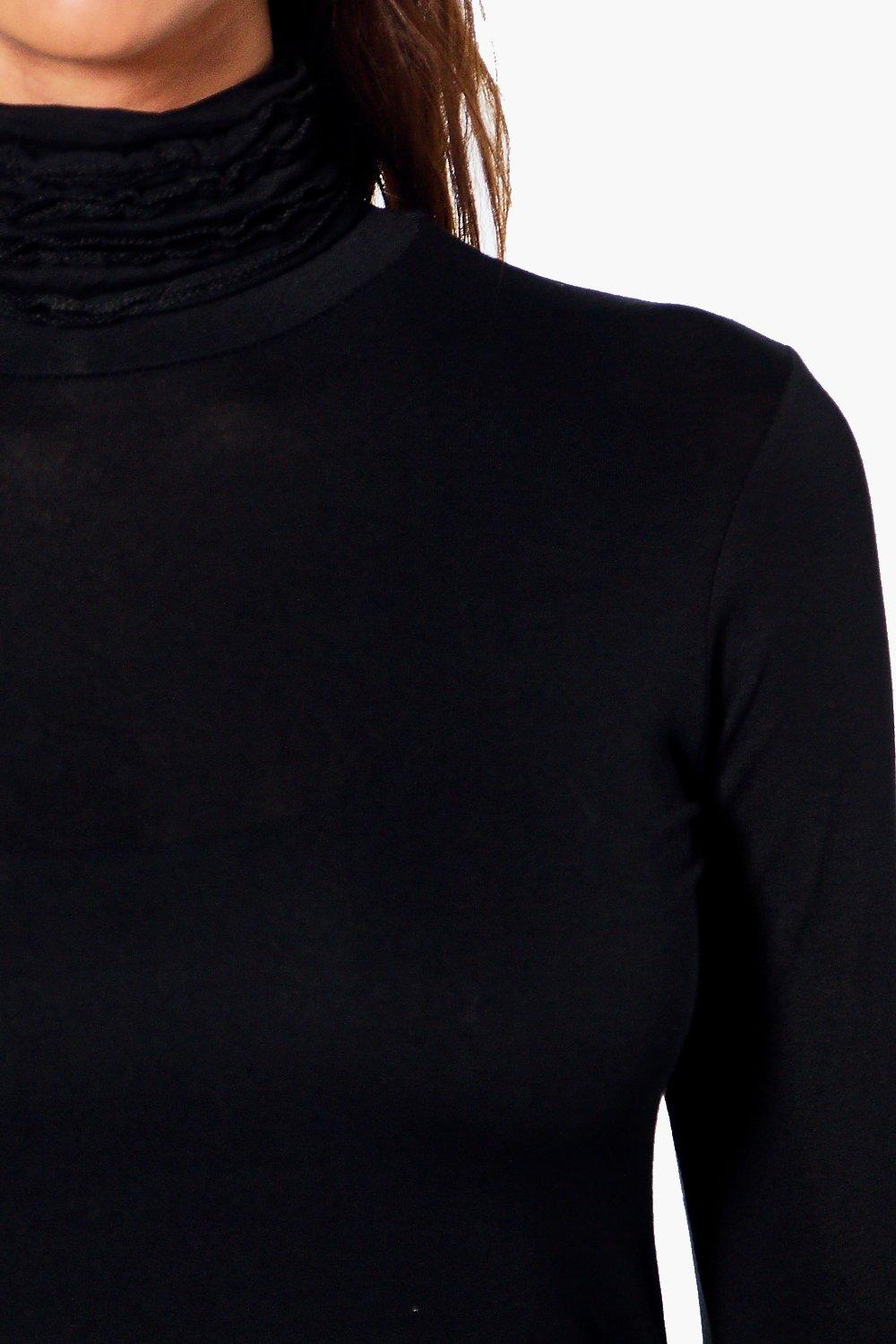 ruffle polo neck top