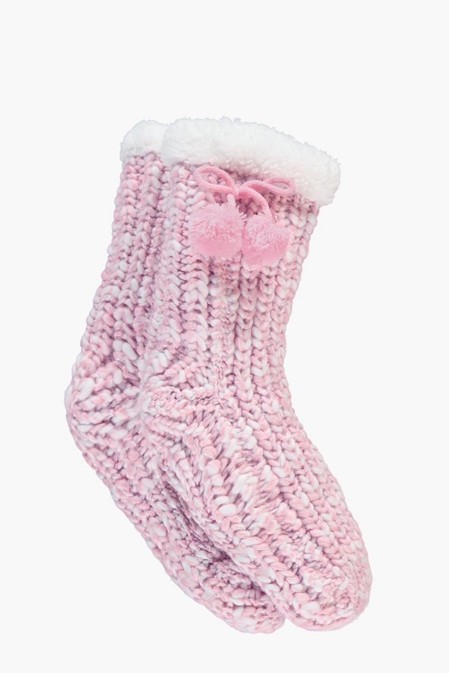 anna chaussettes chaussons en tricot torsadé à doublure polaire image number 1