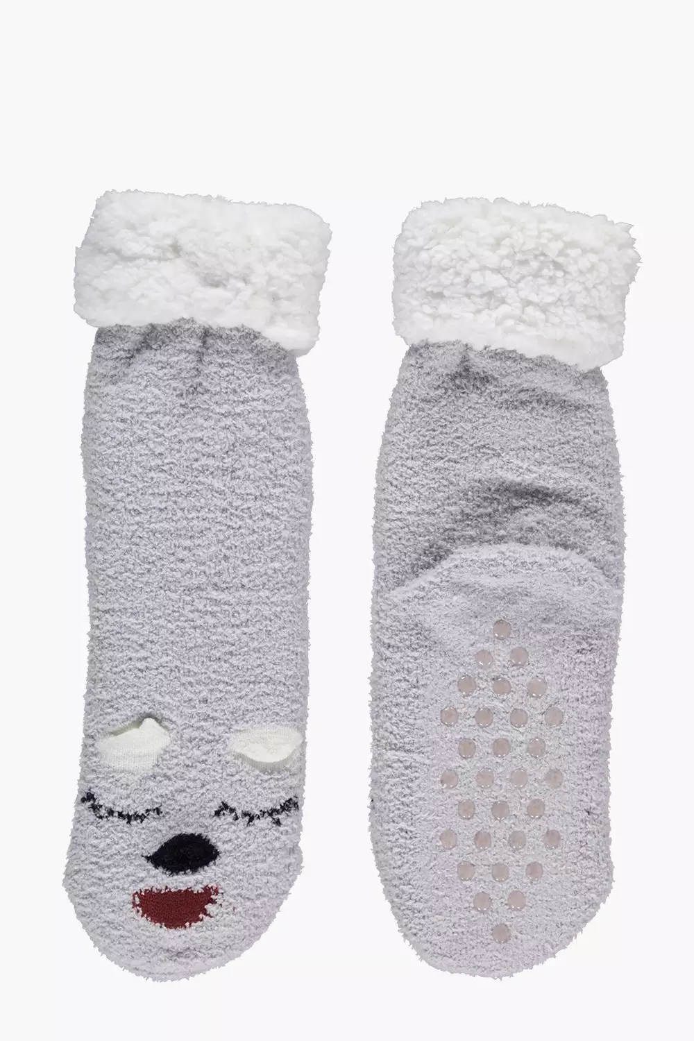Grey Eliza Sleepy Cat Super Soft Slipper Sock alternative image