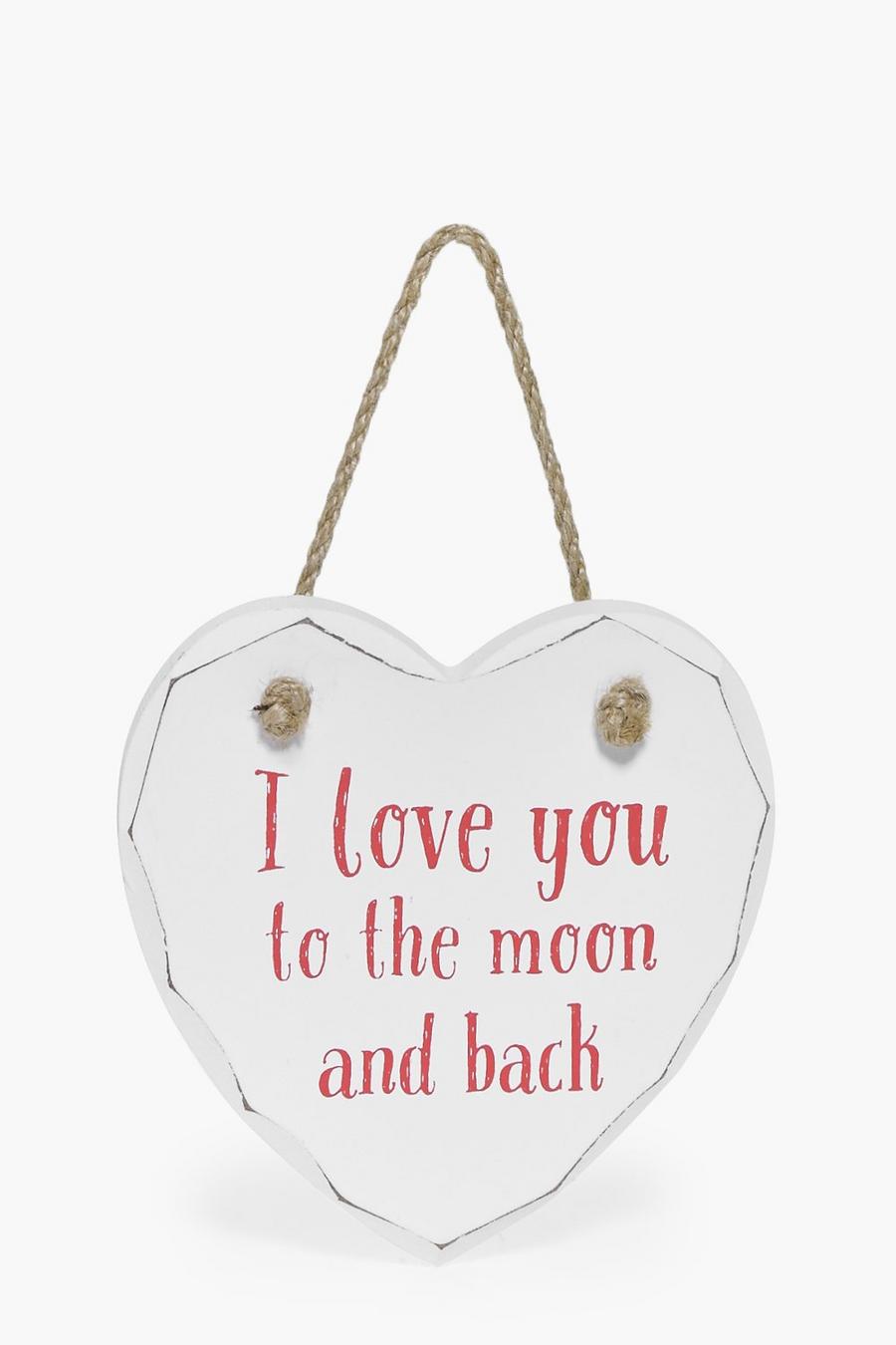 White vit Moon & Back Loveheart Plaque image number 1