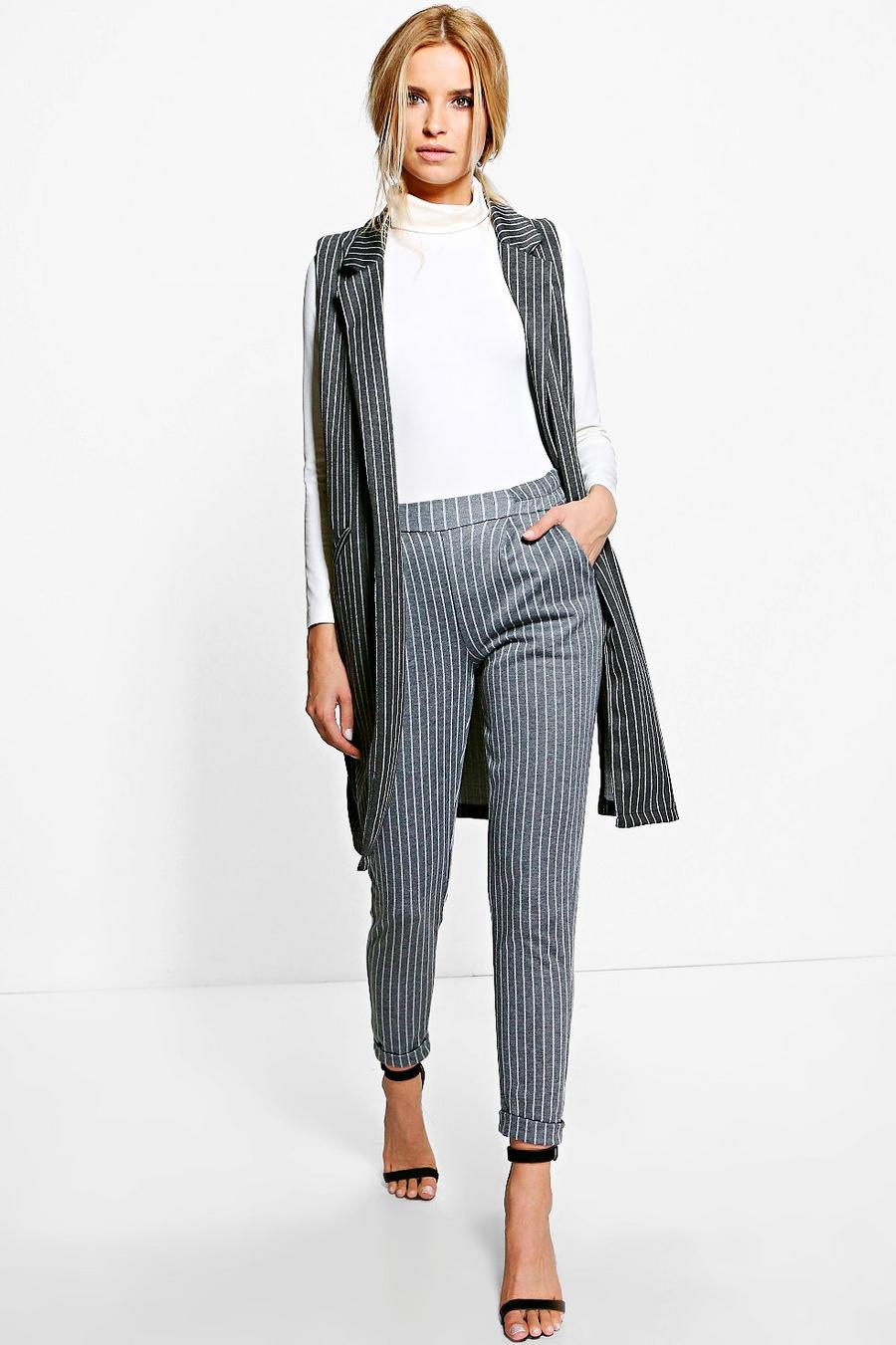 Grey Amarah Pinstripe Woven Relaxed Pants image number 1