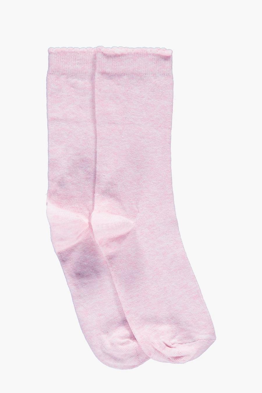 Pink rosa Gracie Melange Scallop Edge Ankle Socks image number 1