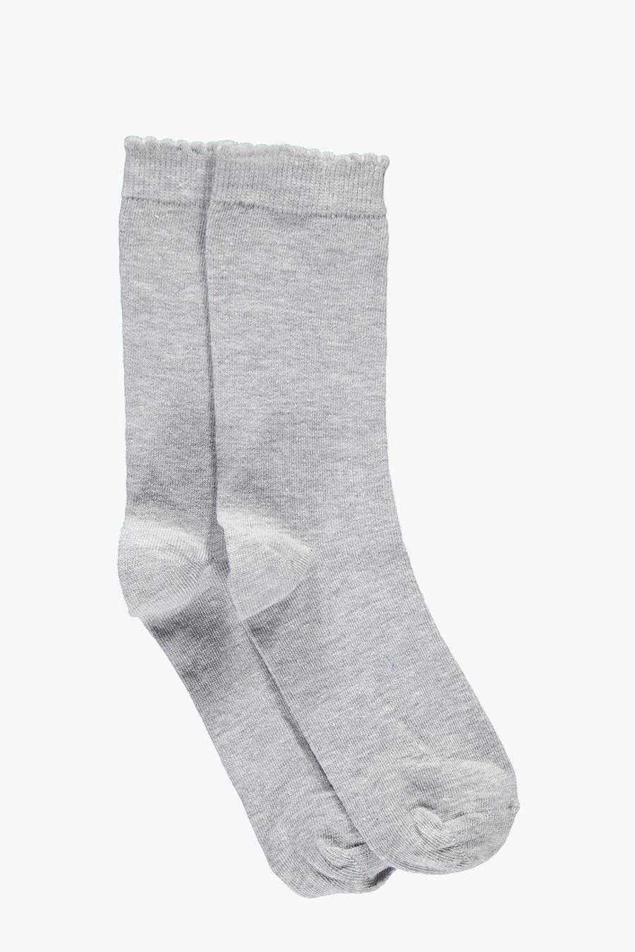 Grey marl Amber Melange Scallop Edge Ankle Socks image number 1