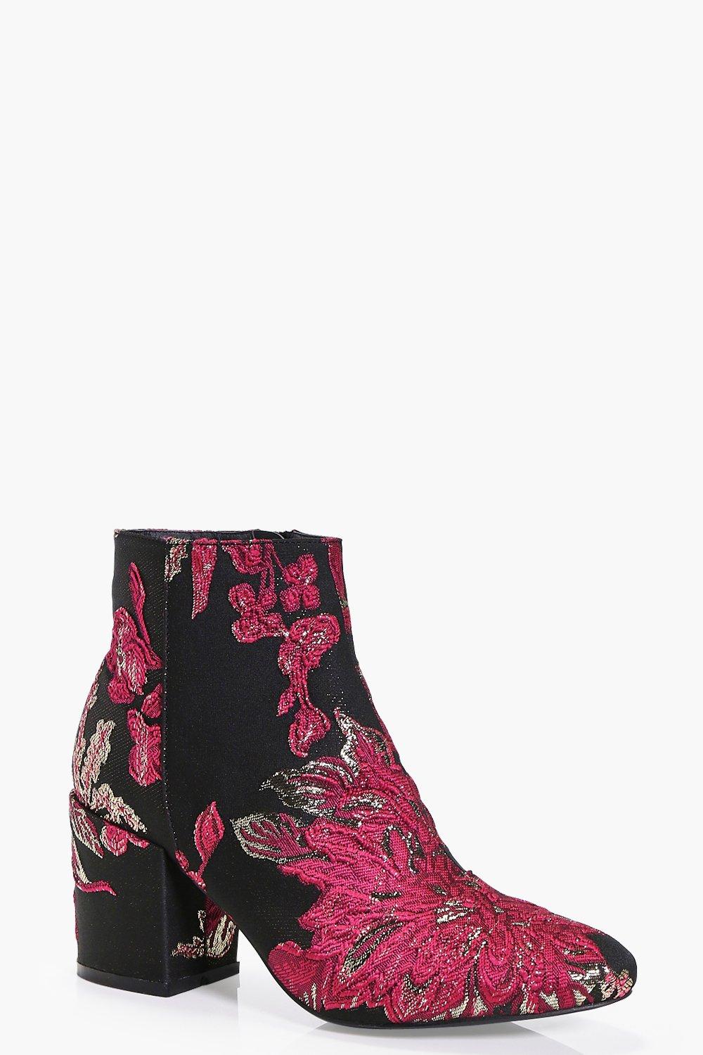 flowery ankle boots