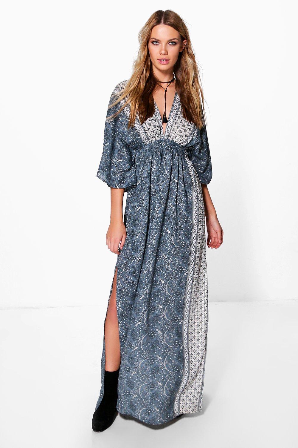 kimono maxi dress boohoo