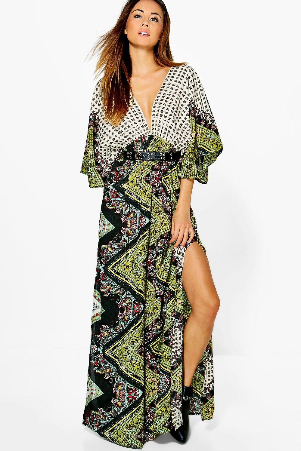 kimono style maxi dress uk