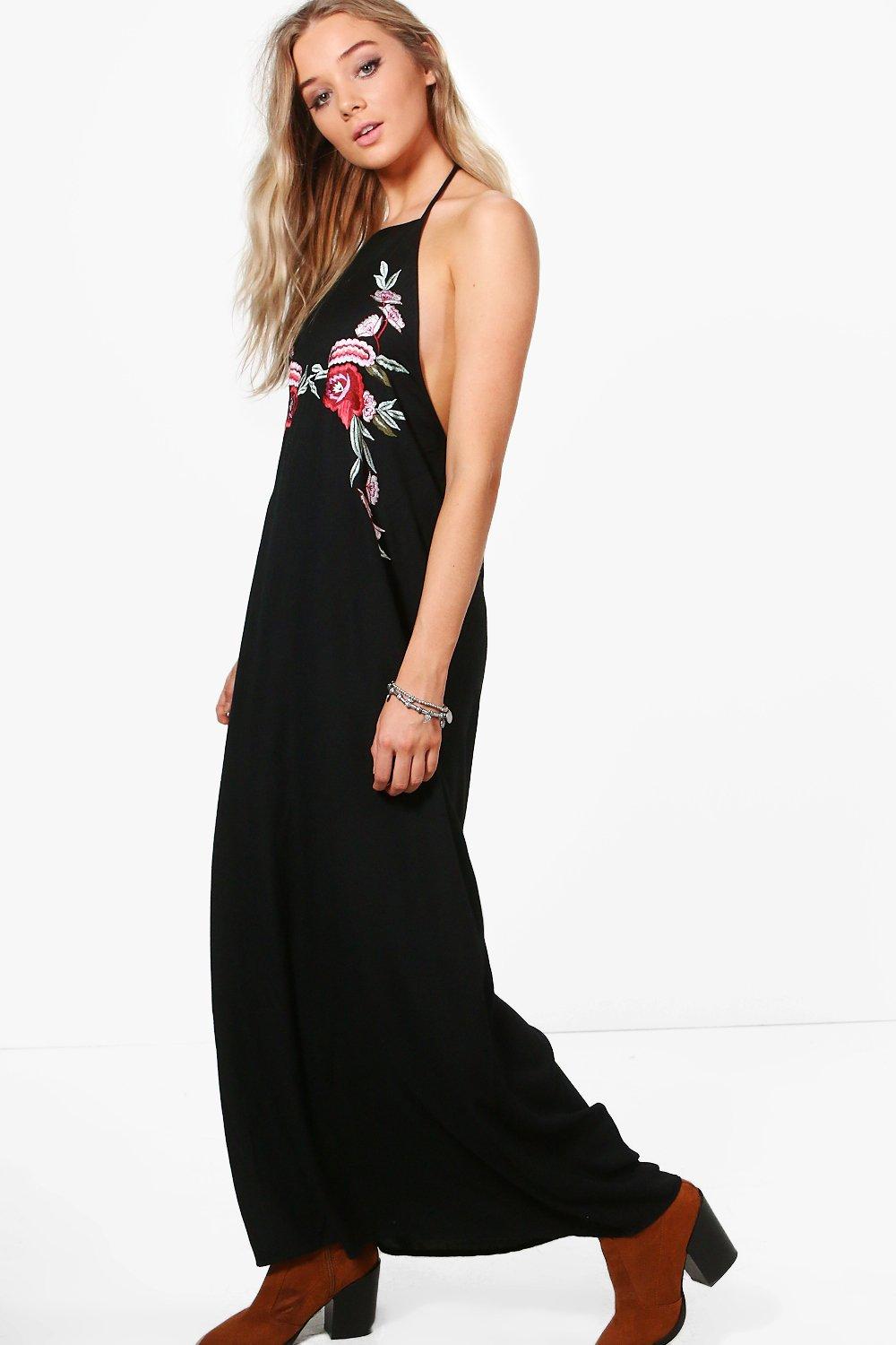 boohoo embroidered maxi dress