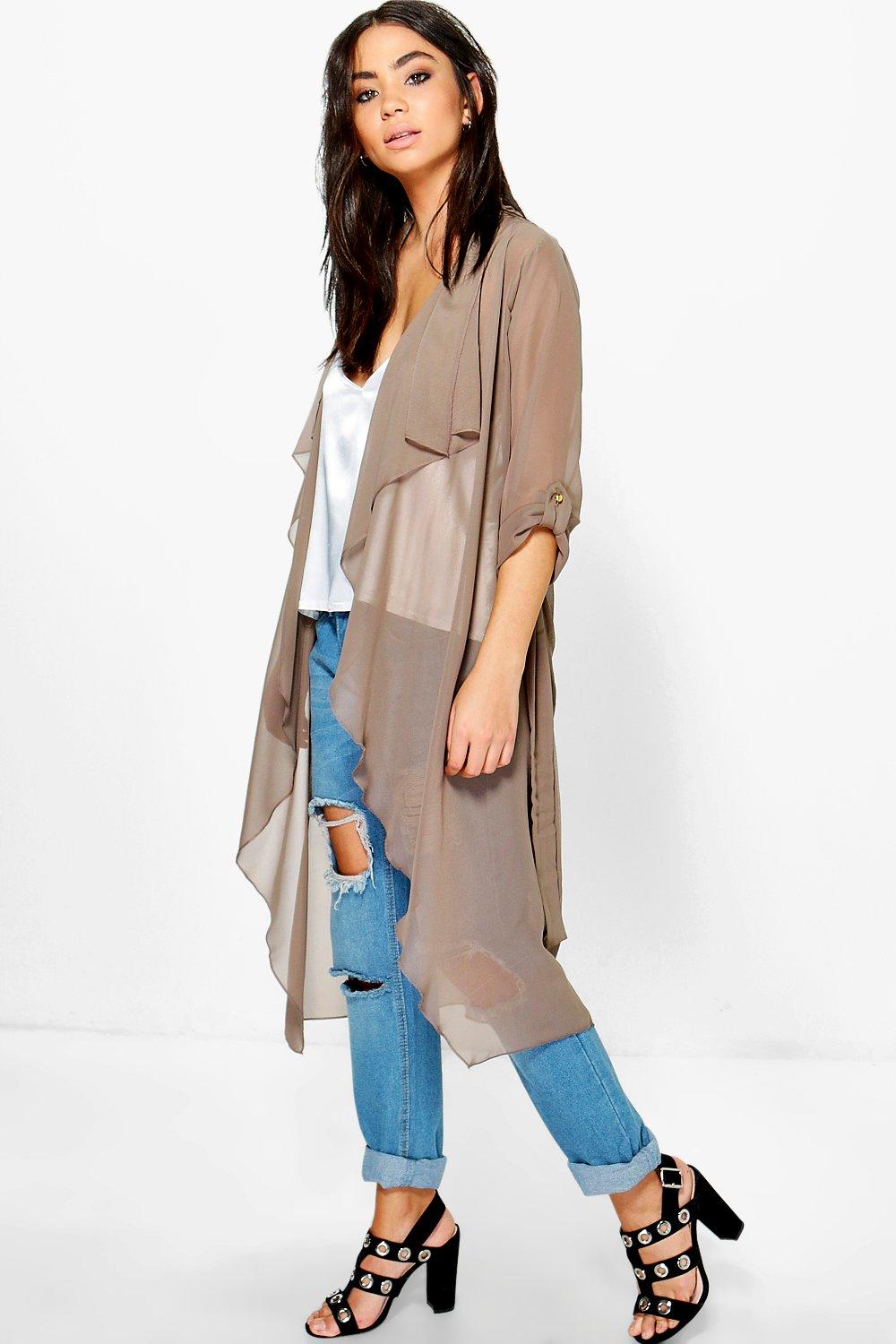 Long sheer chiffon duster sales