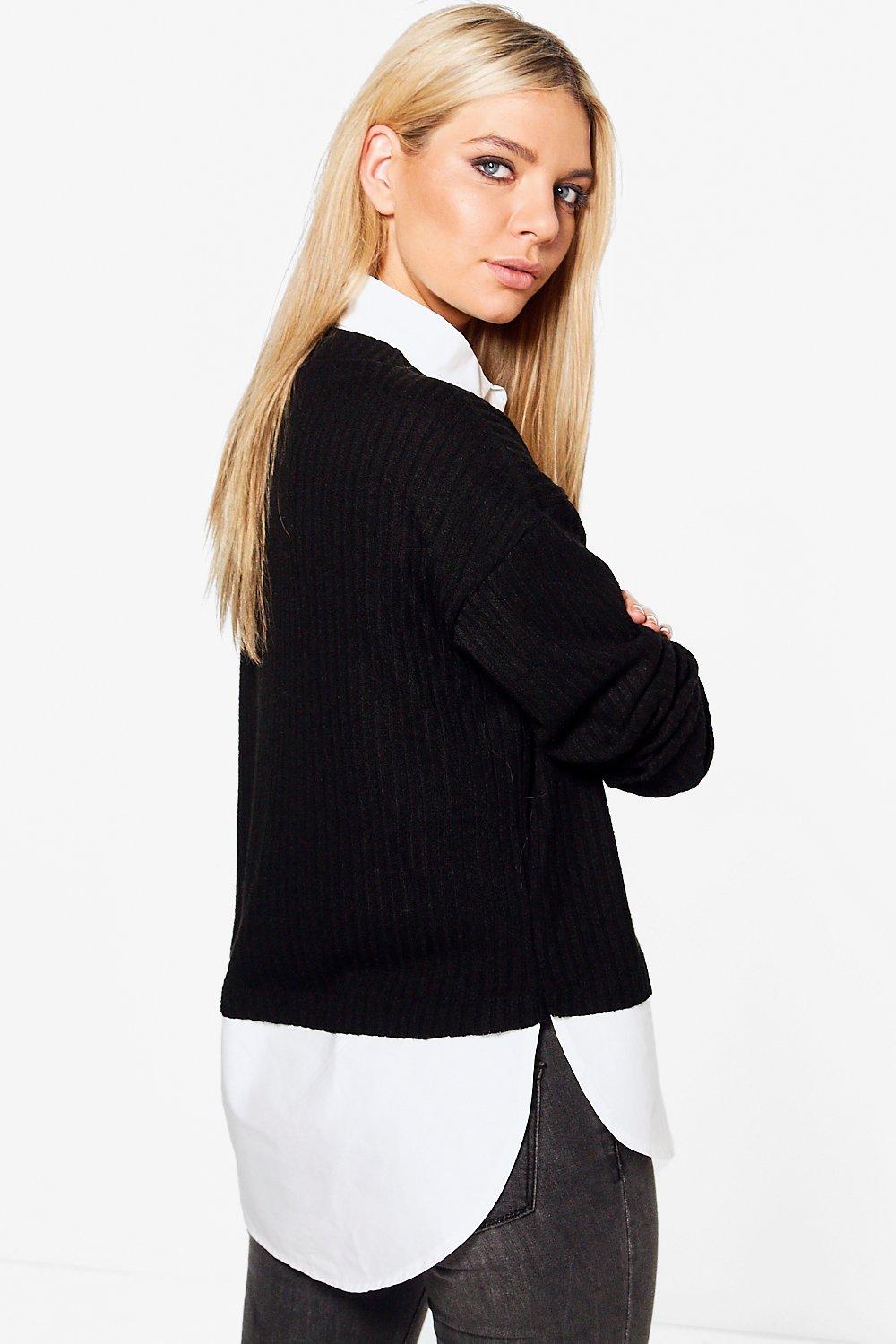 Jumper with shirt attached womens sale