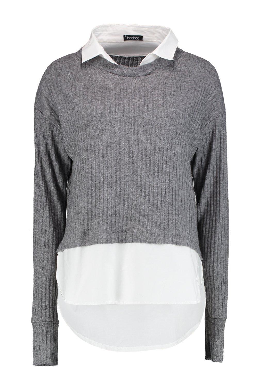 Jumper with white outlet shirt