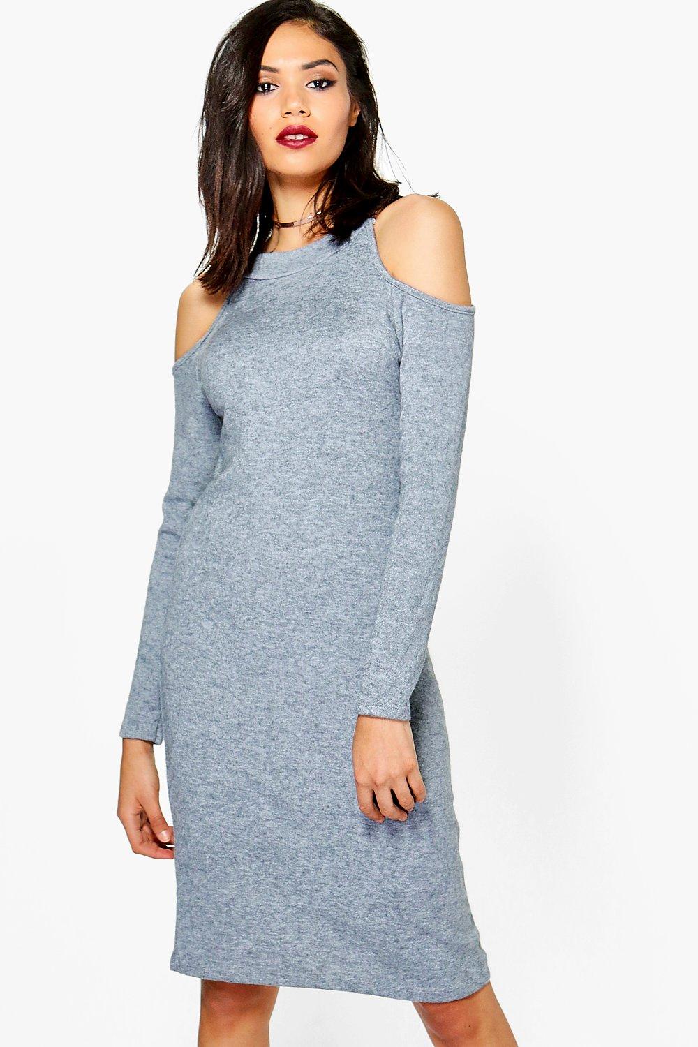 cold shoulder knitted dress