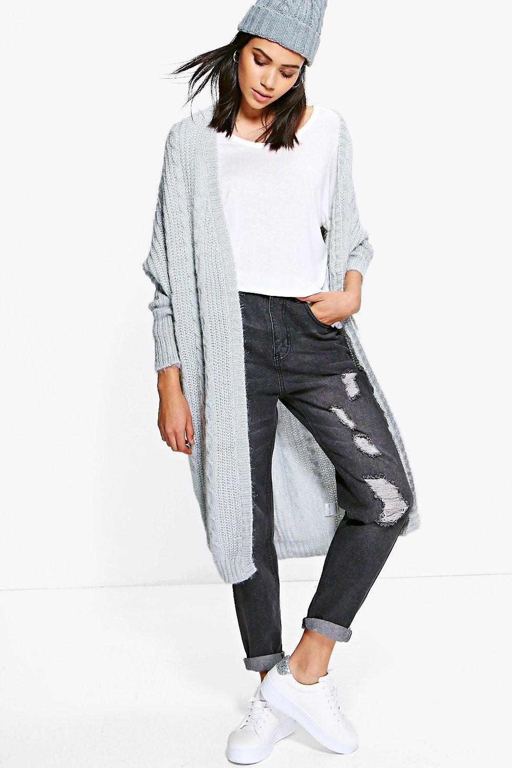 maxi cable knit cardigan