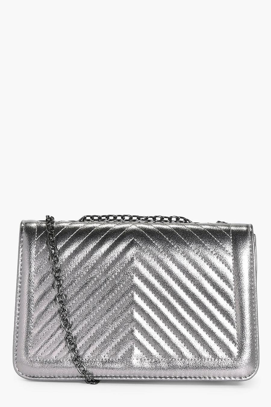Pewter grey Laura Quilted Metallic Cross Body Bag image number 1