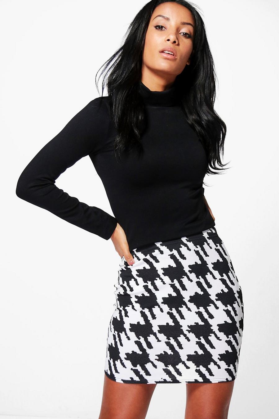 Black Ina Large Mono Dogtooth Mini Skirt image number 1
