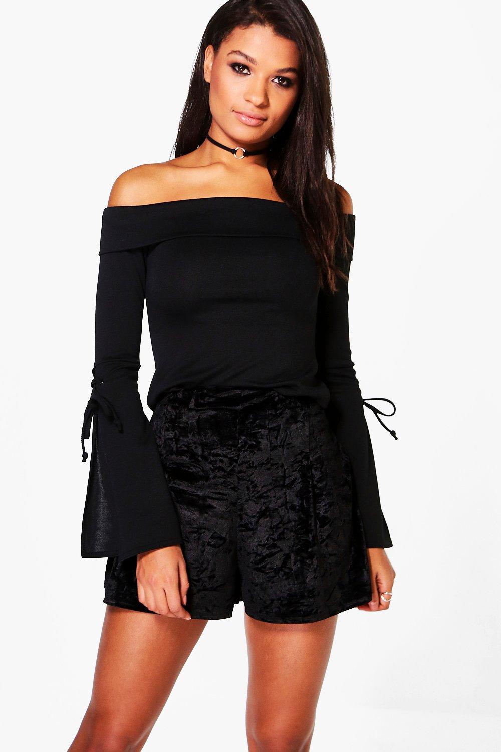 black bardot evening top