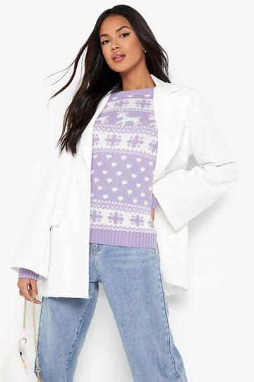 Reindeers And Snowflake Christmas Sweater lilac