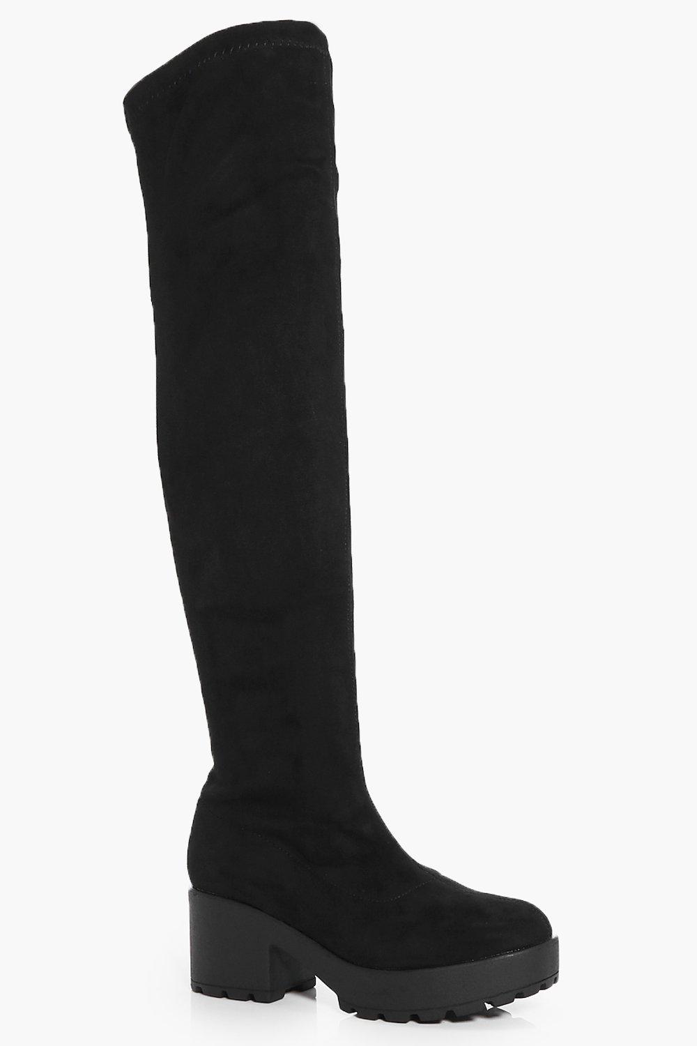 chunky sole over the knee boots