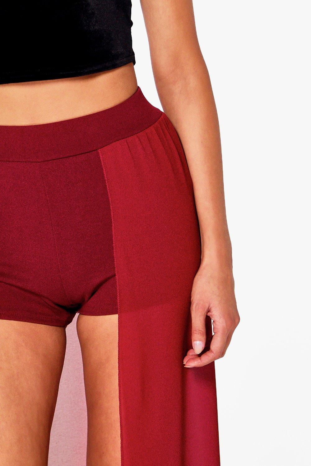 Shorts with maxi overlay top