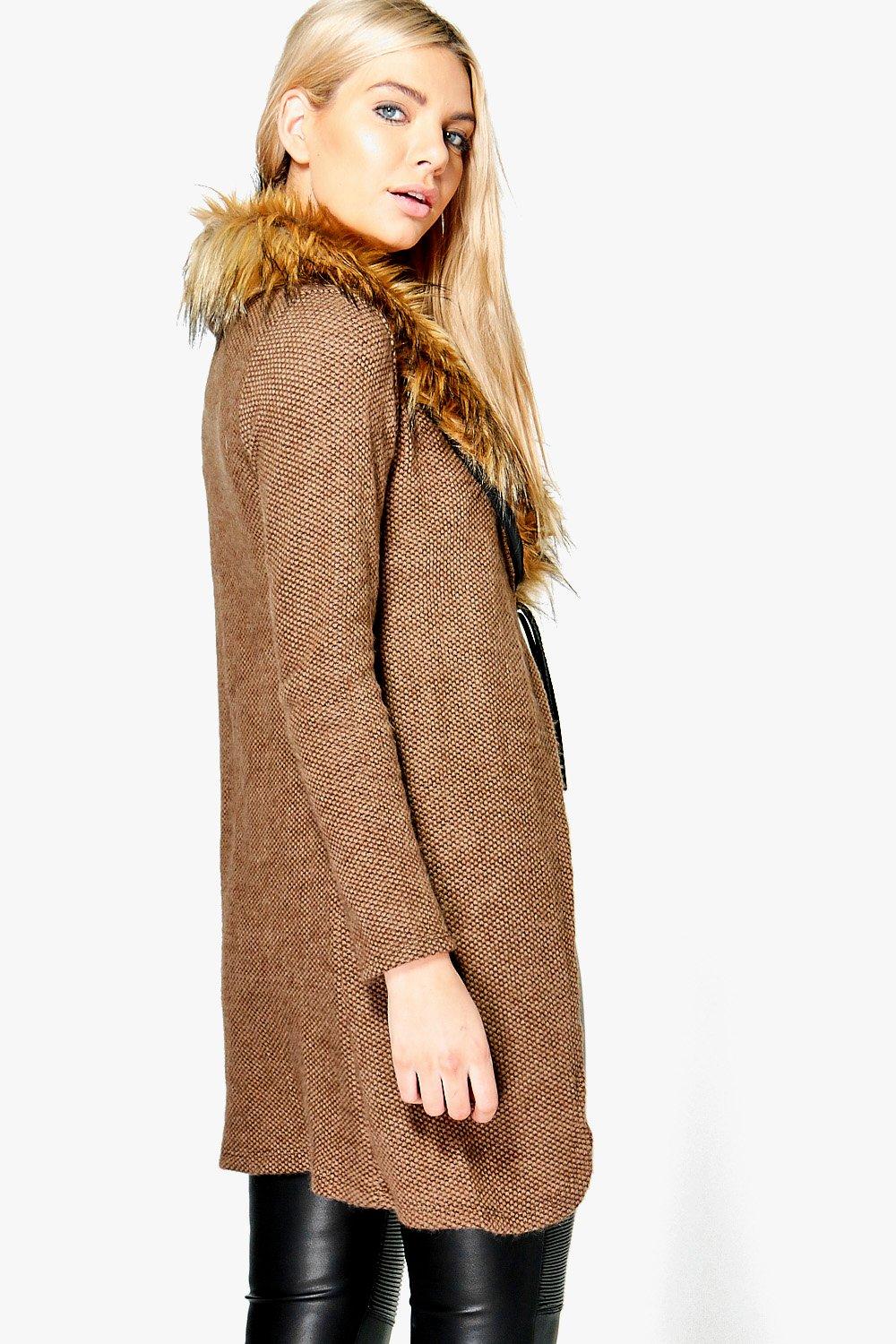 Womens fur hot sale collar cardigan