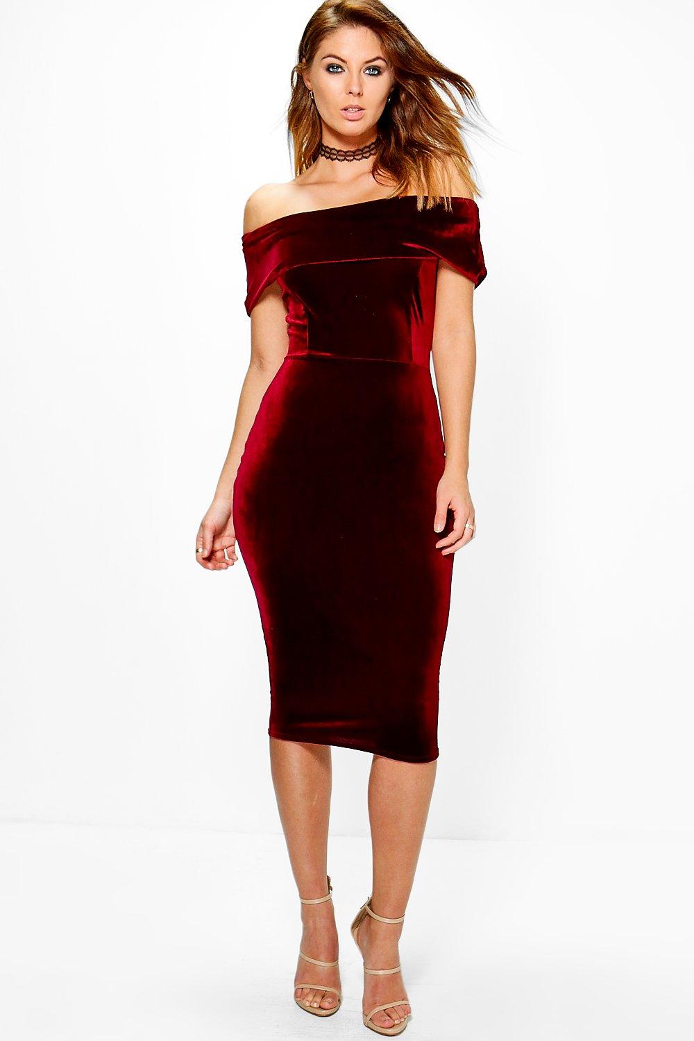 boohoo red velvet dress