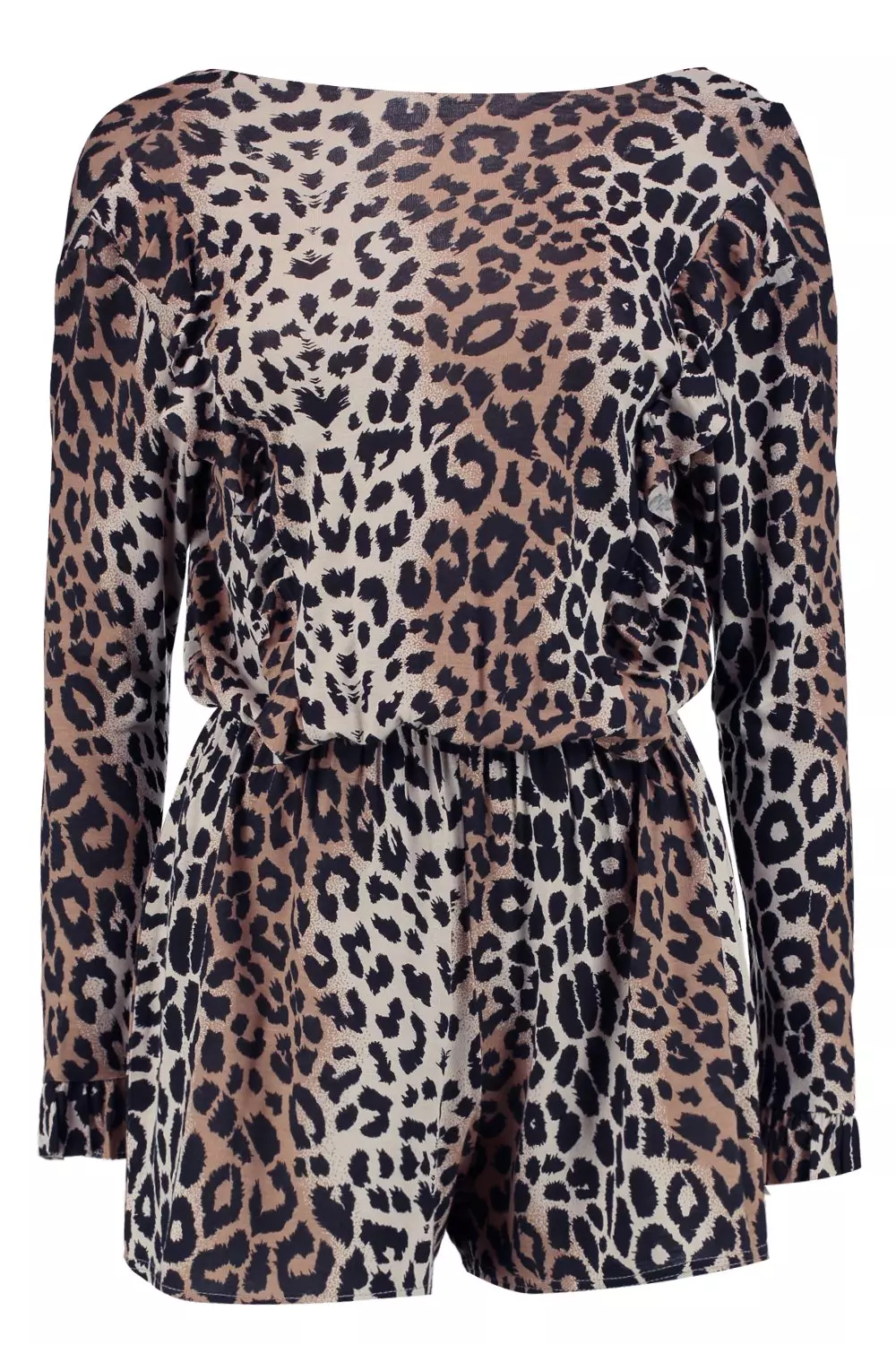 Multi Sonia Frill Detail Leopard Print Playsuit alternative image
