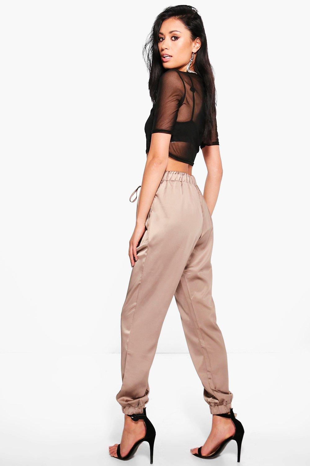 Boohoo satin joggers on sale