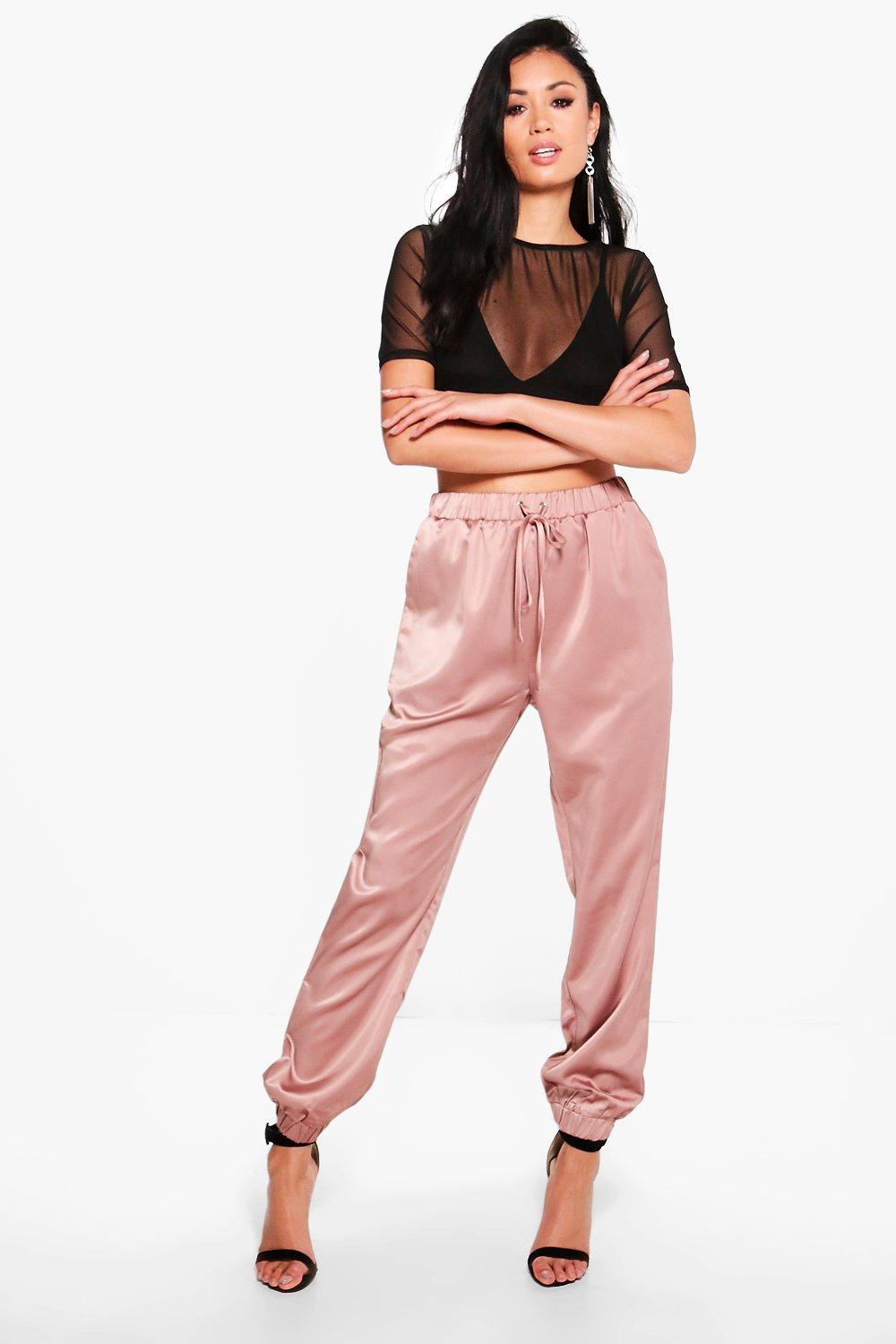 plus size satin joggers