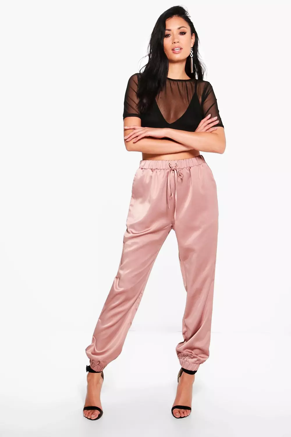 Satin store joggers womens