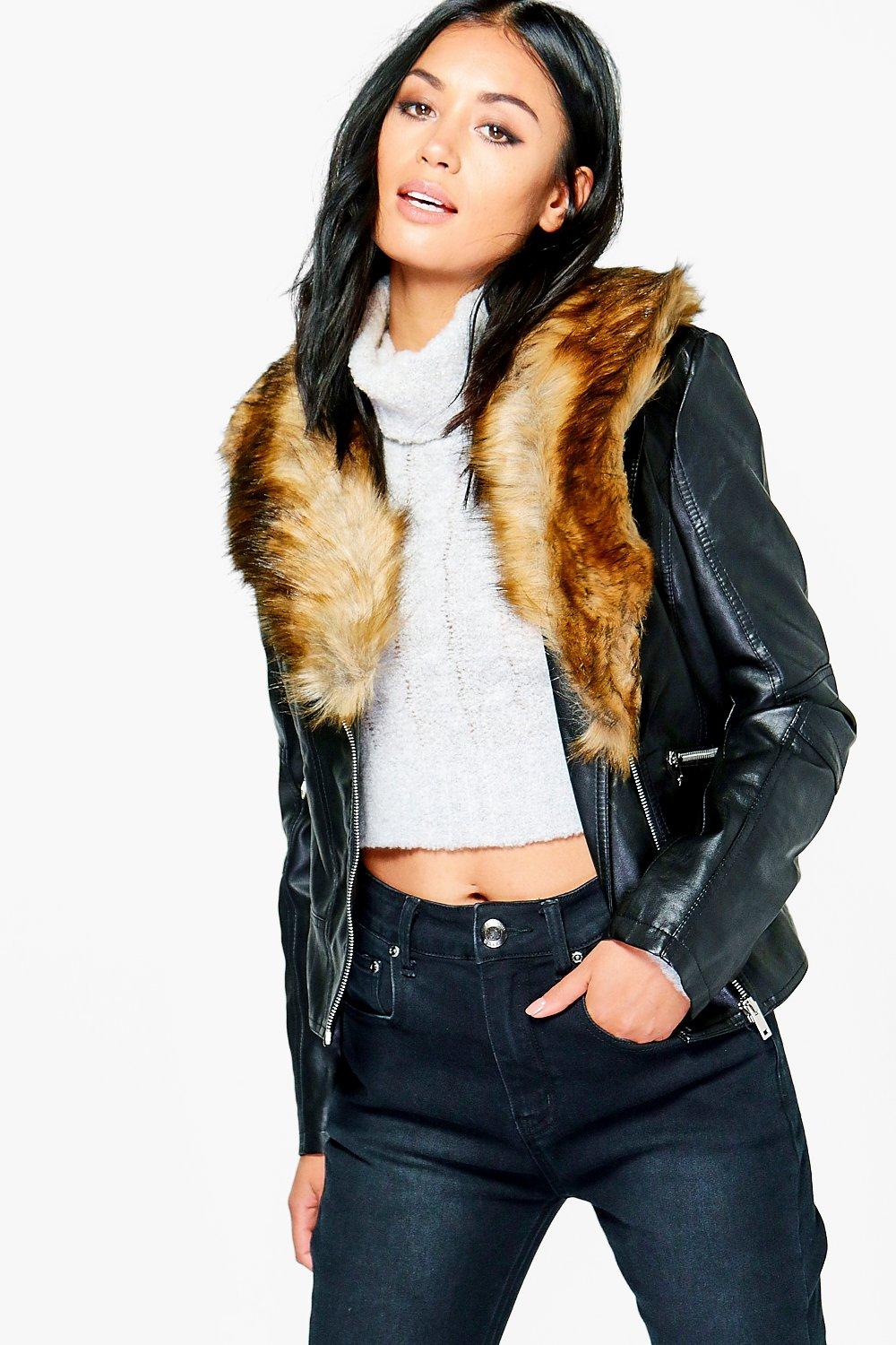 Faux fur store collar jacket