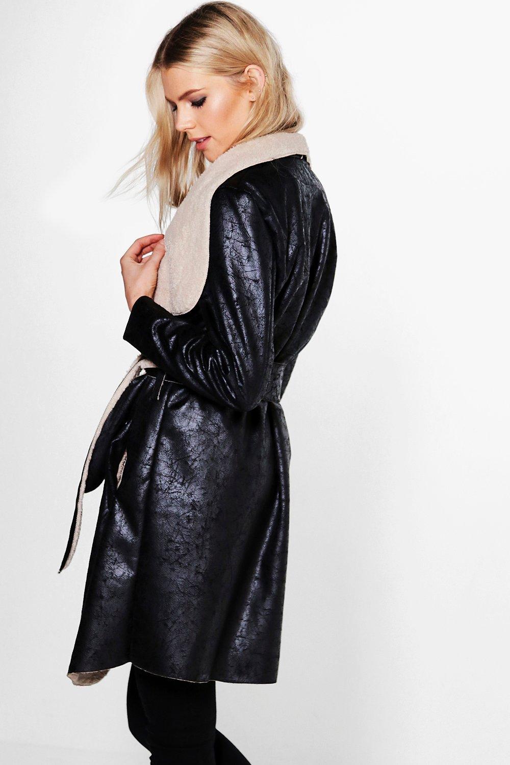 Fur collar waterfall jacket hotsell