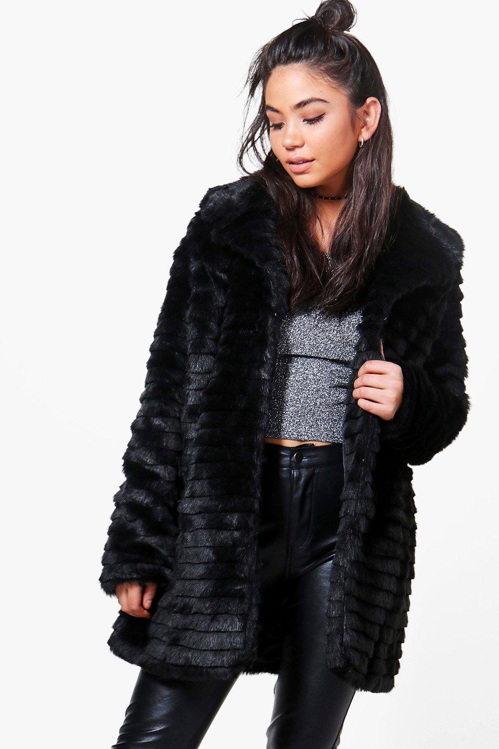 black and white fur jacket