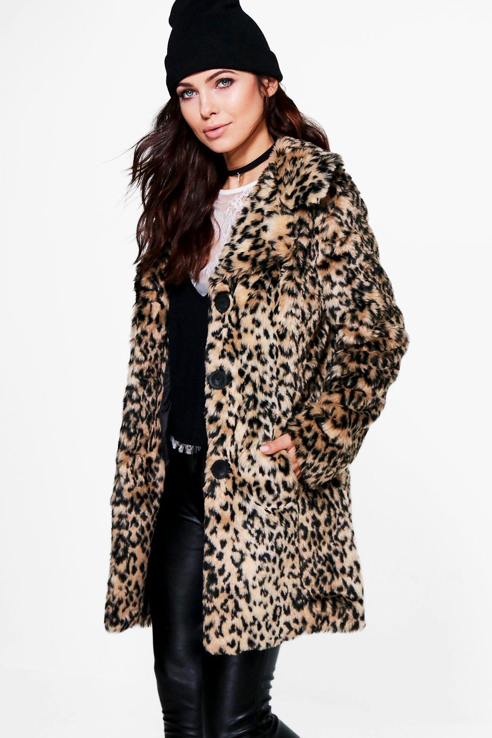 leopard fur coat with hood