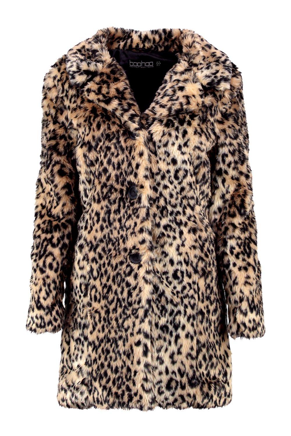 Boohoo leopard cheap coat