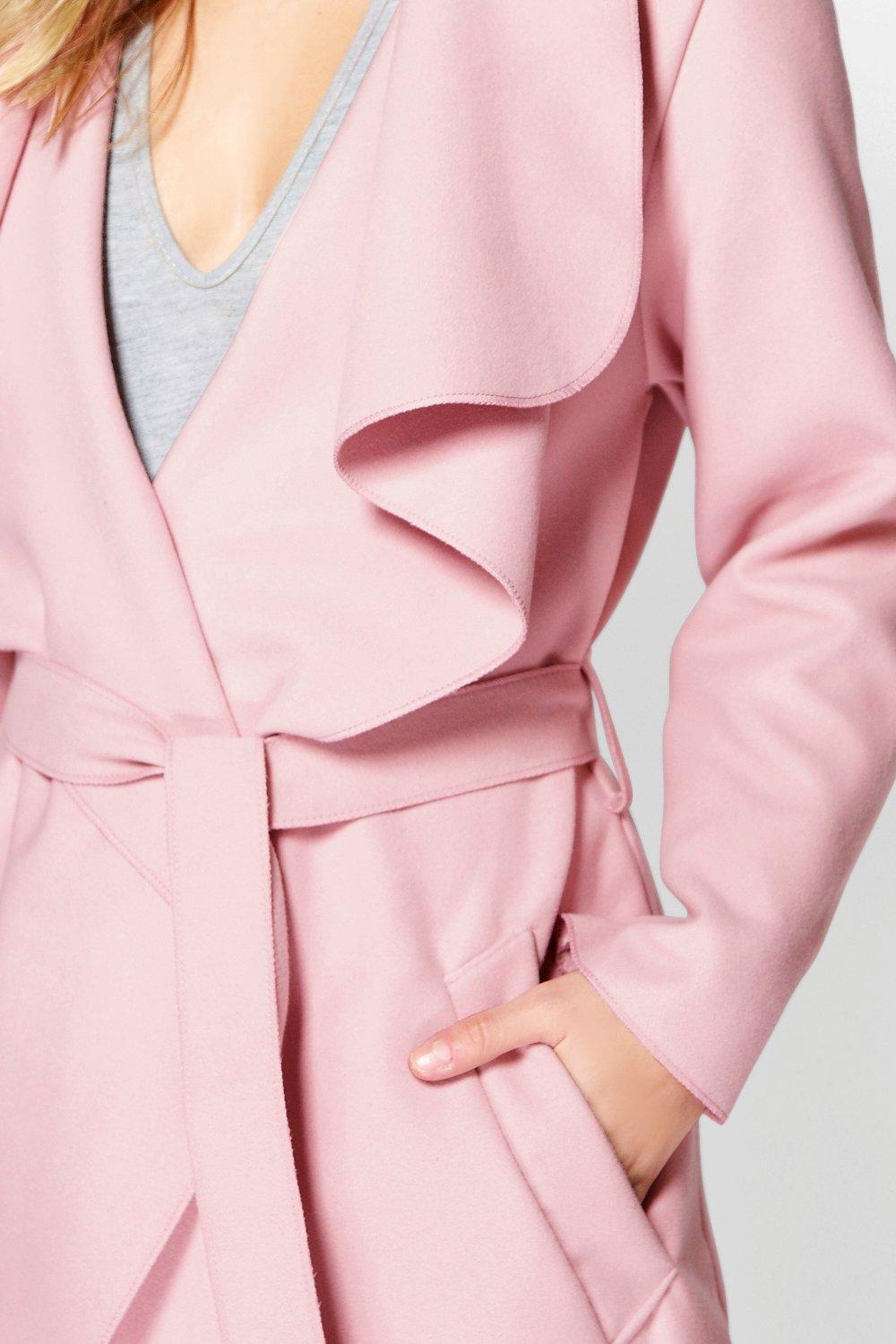 Belted shawl collar outlet coat boohoo